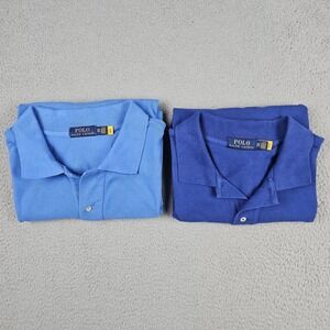 Lot of 2 Polo Ralph Lauren 2XB Big Tall Blue Cotton Pique Polo Shirts